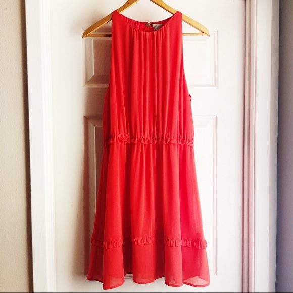 H&M Dresses & Skirts - H&M Red Dress - Sleeveless Open Back Ruffled Sz 12